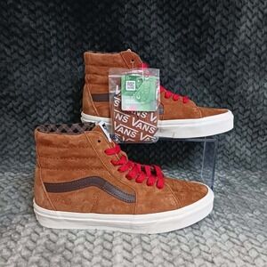 Vans SK8 Glazed Ginger Brown Pig Suede Plaid Men's Hi Top Sneakers-Asst Size 5.5